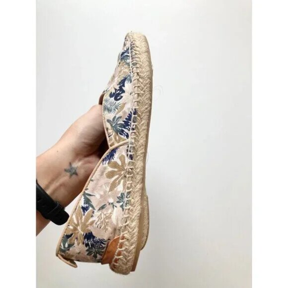 RAG & BONE Georgie Floral Canvas Leather Flat Slip On Espadrille Flats, Size 37 - Picture 3 of 14